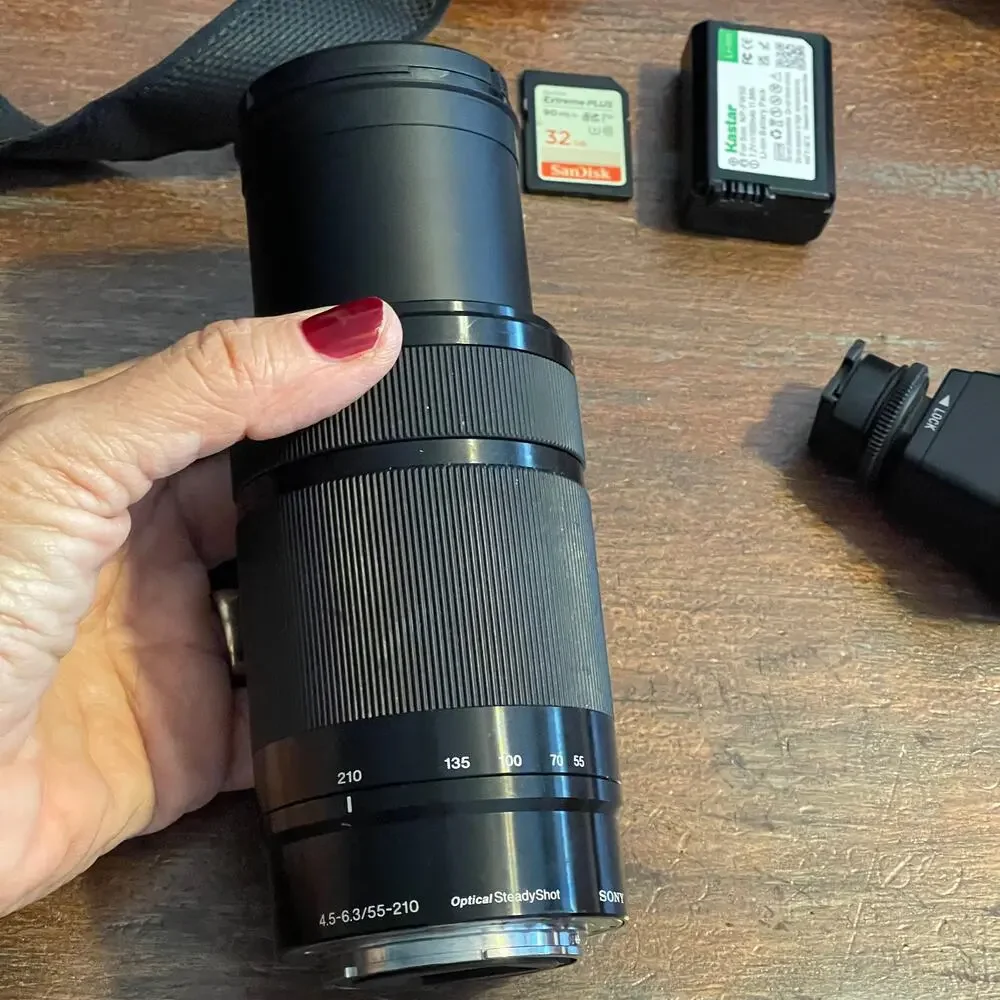 SONY A-6000 Camera PARTS ONLY 24.3mp w/ Acc. Sony Microphone + 2 Lens & More